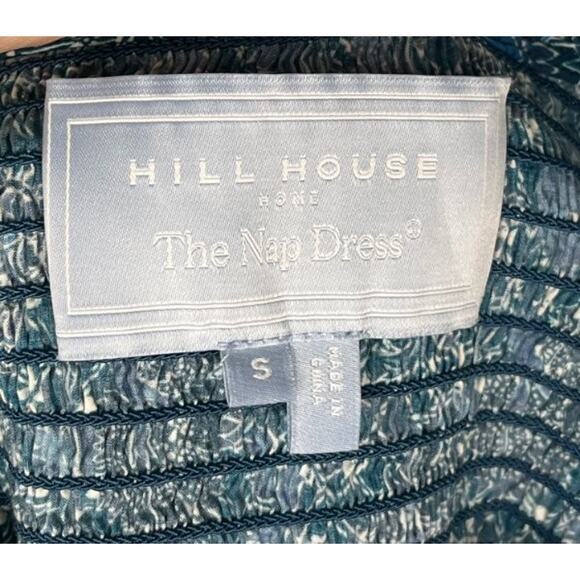 HILL HOUSE Sz S Small Blue Navy Calico Trellis Cosima Nap Dress Midi Cotton - Picture 3 of 9